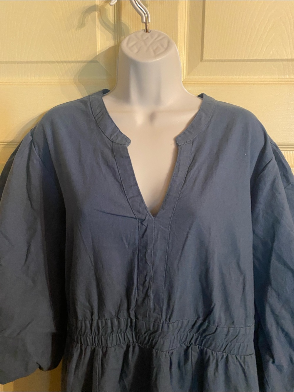 Simply Southern Blue Midi Dress with White Palm Embroidery xxl - Picture 3 of 8